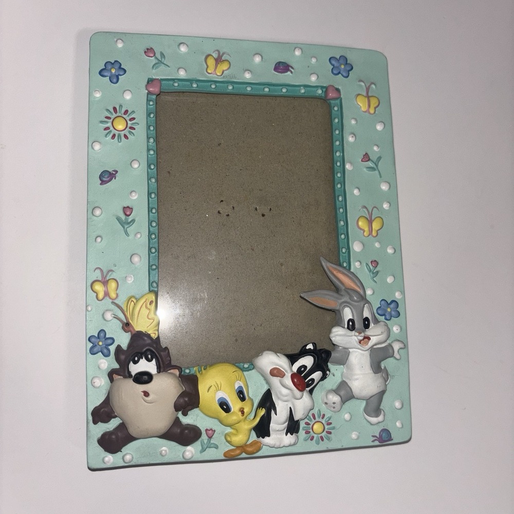 Vintage Stepping Stones Looney Tunes Baby Picture Frame 1990s 3D Ceramic 4x6